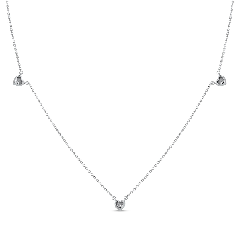 Main Image 3 of Diamond Heart Stations Necklace 1/10 ct tw 10K White Gold 18&quot;