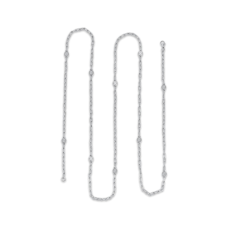 Main Image 1 of Diamond Station Paperclip Chain Necklace 5/8 ct tw 10K White Gold 36&quot;