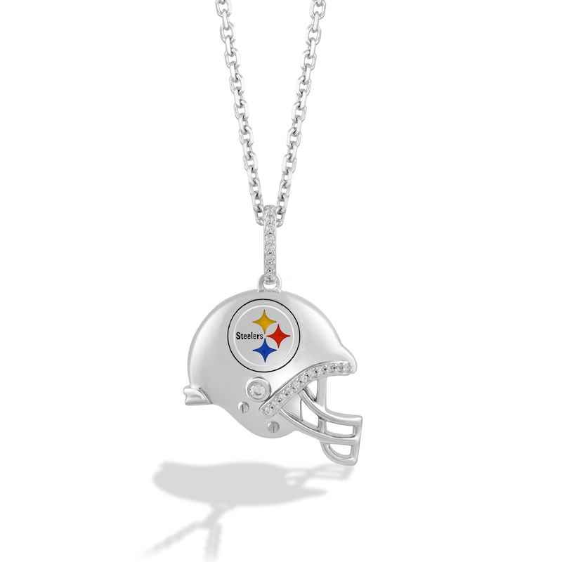 True Fans™ NFL Green Bay Packers 1/20 CT. T.W. Diamond Small Helmet Pendant  in Sterling Silver