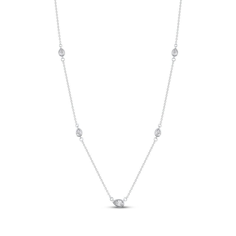 Main Image 1 of Pear-Shaped Diamond Station Necklace 1/3 ct tw 10K White Gold 18&quot;