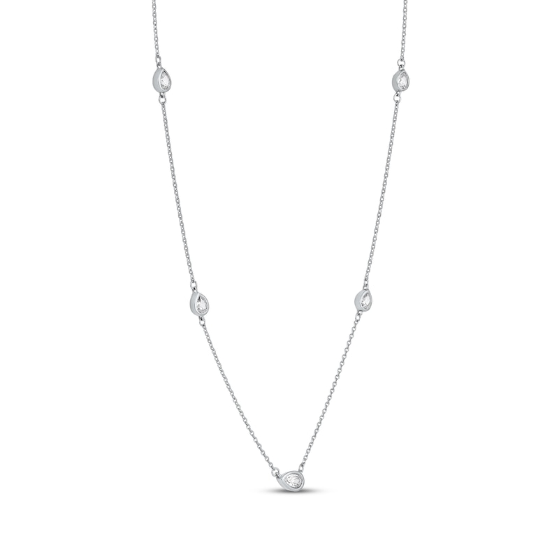 Main Image 2 of Pear-Shaped Diamond Station Necklace 1/3 ct tw 10K White Gold 18&quot;