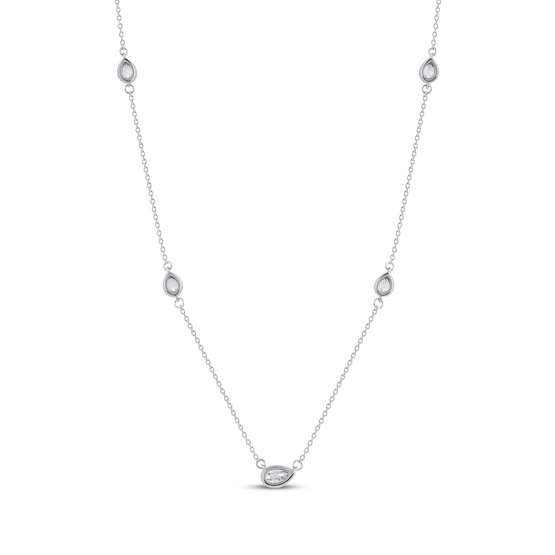 Main Image 3 of Pear-Shaped Diamond Station Necklace 1/3 ct tw 10K White Gold 18&quot;