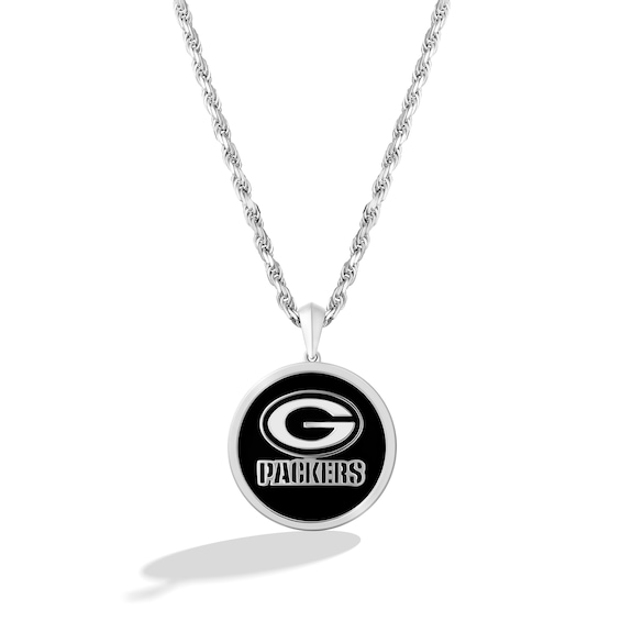 True Fans Green Bay Packers 1/20 CT. T.W. Diamond Vertical Football  Necklace in Sterling Silver