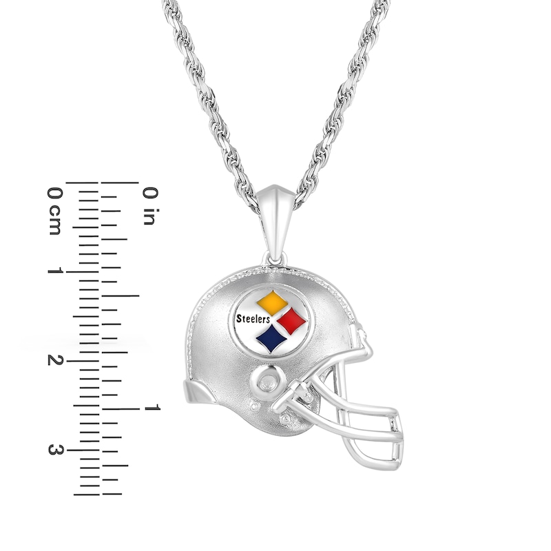 True Fans Pittsburgh Steelers 1/5 CT. T.W. Diamond and Enamel Reversible  Shield Necklace in Sterling Silver