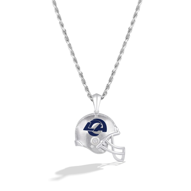 True Fans Los Angeles Rams 1/20 CT. T.W. Diamond Helmet Necklace in  Sterling Silver