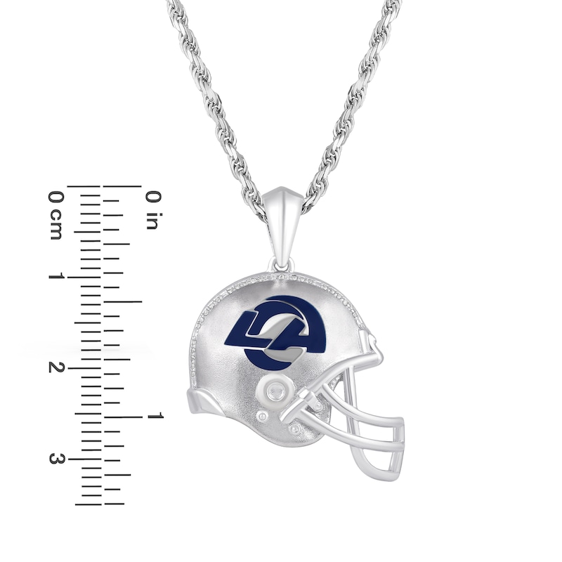 True Fans Los Angeles Rams 1/20 CT. T.W. Diamond Helmet Necklace in  Sterling Silver