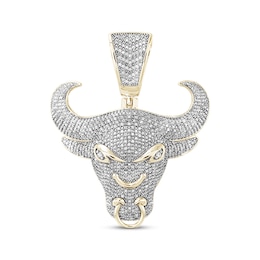 Men's Bull Head Pendant 1 ct tw 10K Yellow Gold