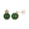 Thumbnail Image 3 of Jade Bead & Diamond Stud Earrings 14K Yellow Gold