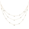 Thumbnail Image 1 of Pear-Shaped and Round-Cut Diamond Station Triple-Layer Necklace 1 ct tw 10K Yellow Gold 16&quot;