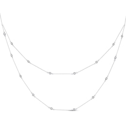 Diamond Station Layered Necklace 1 ct tw 10K White Gold 16&quot;