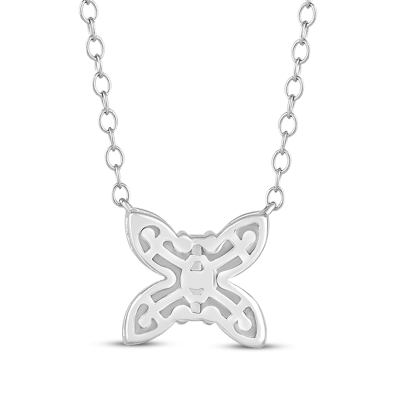 Main Image 3 of Baguette-Cut Diamond Butterfly Necklace 1/15 ct tw 10K White Gold