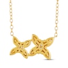 Thumbnail Image 3 of Baguette & Round-Cut Diamond Double Butterfly Necklace 1/5 ct tw 10K Yellow Gold