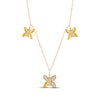 Thumbnail Image 1 of Baguette & Round-Cut Diamond Butterfly Trio Y-Drop Necklace 1/5 ct tw 10K Yellow Gold  18&quot;