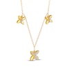 Thumbnail Image 2 of Baguette & Round-Cut Diamond Butterfly Trio Y-Drop Necklace 1/5 ct tw 10K Yellow Gold  18&quot;