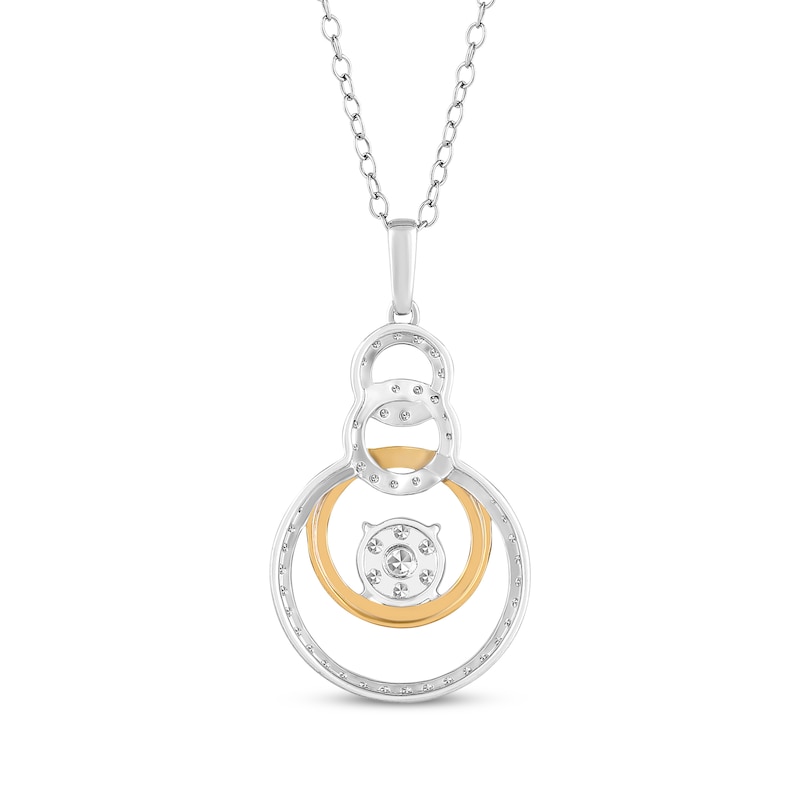 Main Image 3 of Multi-Diamond Center Circles Necklace 1/2 ct tw 10K Two-Tone Gold 18&quot;