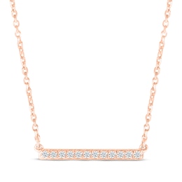 Diamond Bar Necklace 1/10 ct tw 10K Rose Gold 18&quot;