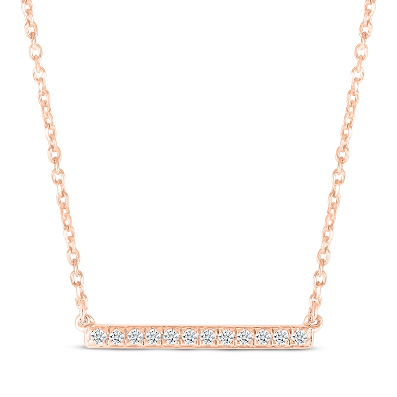 Main Image 1 of Diamond Bar Necklace 1/10 ct tw 10K Rose Gold 18&quot;