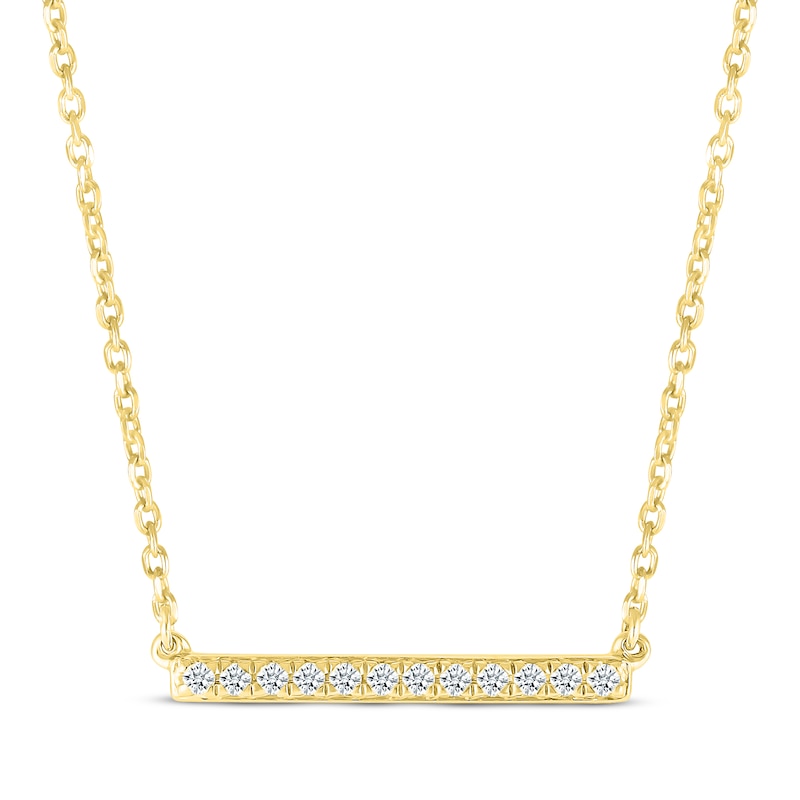 Diamond Bar Necklace 1/10 ct tw 10K Yellow Gold 18"