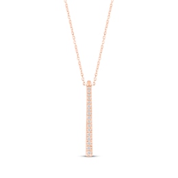 Diamond Vertical Bar Necklace 1/10 ct tw 10K Rose Gold 18&quot;