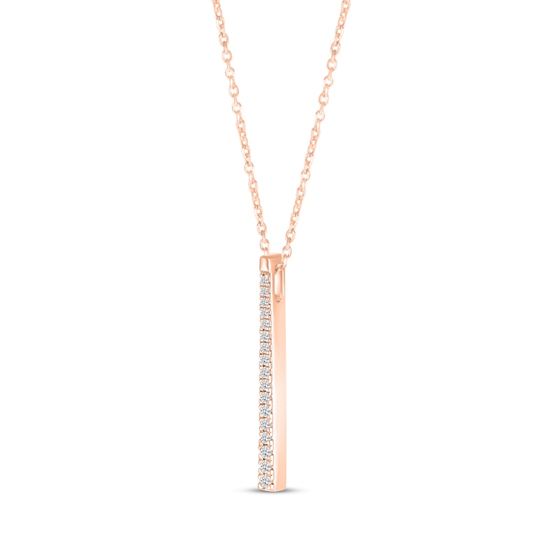 Main Image 2 of Diamond Vertical Bar Necklace 1/10 ct tw 10K Rose Gold 18&quot;