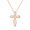 Thumbnail Image 0 of Diamond Looping Cross Necklace 1/10 ct tw 10K Rose Gold 18"