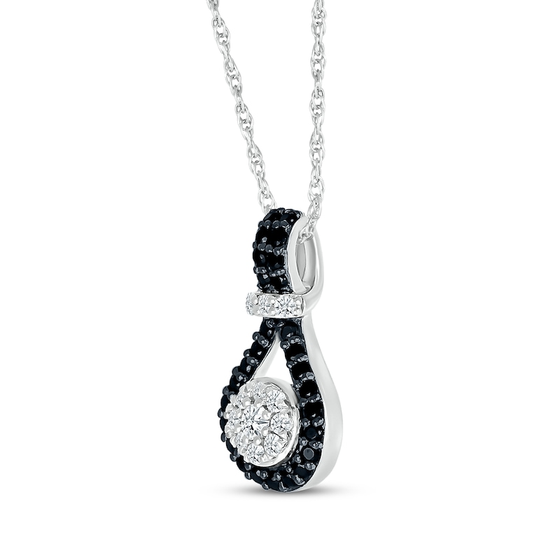 Main Image 2 of Black & White Diamond Knot Necklace 1/3 ct tw Sterling Silver 18&quot;