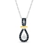 Thumbnail Image 1 of Black & White Diamond Teardrop Necklace 1/5 ct tw Sterling Silver & 10K Yellow Gold 18&quot;