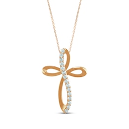 Diamond Looping Cross Necklace 1/2 ct tw 10K Rose Gold 18&quot;