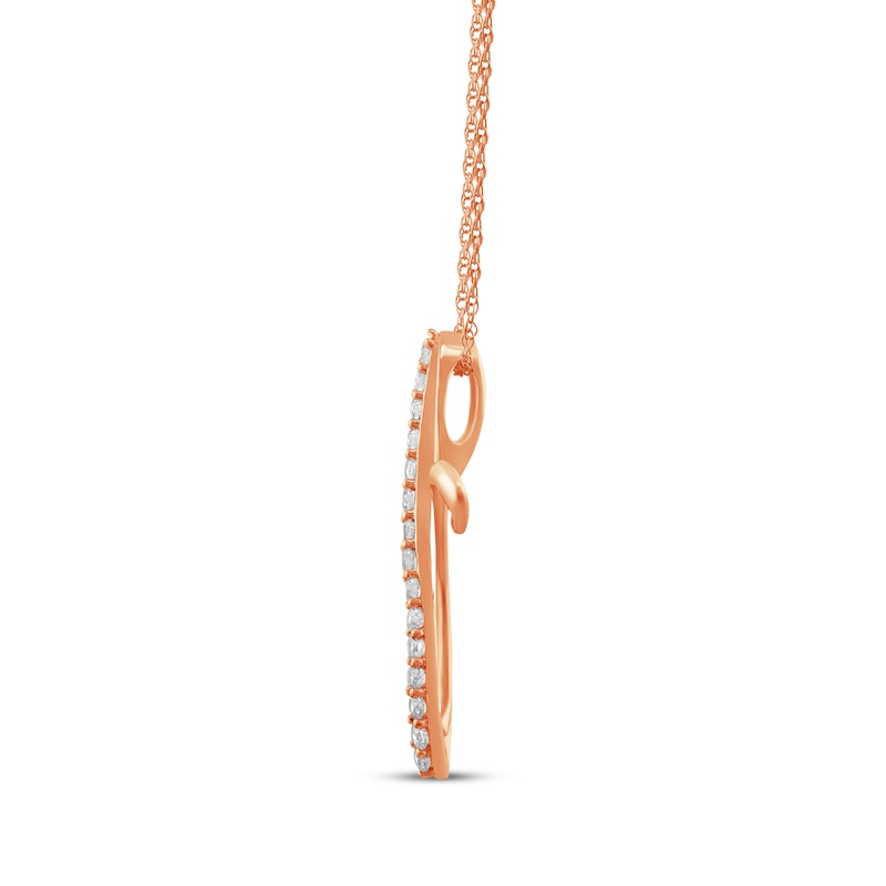 Diamond Looping Cross Necklace 1/4 ct tw 10K Rose Gold 18"