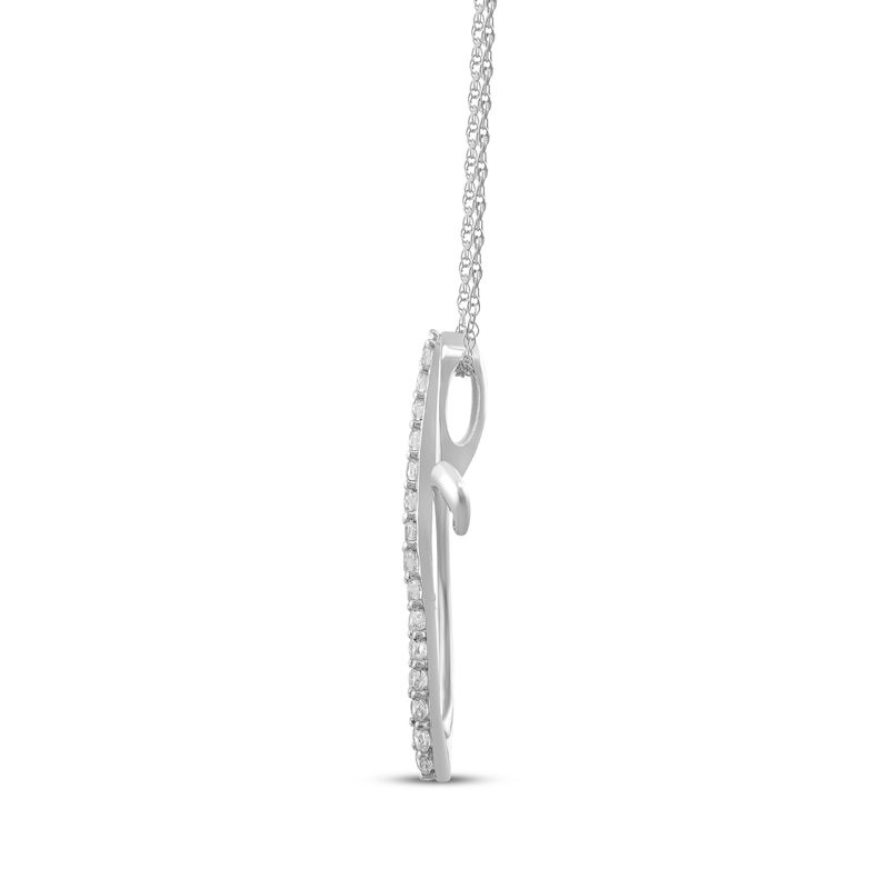 Diamond Looping Cross Necklace 1/4 ct tw 10K White Gold 18"