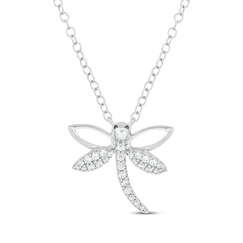 Main Image 1 of Diamond Dragonfly Necklace 1/10 ct tw Sterling Silver 18&quot;