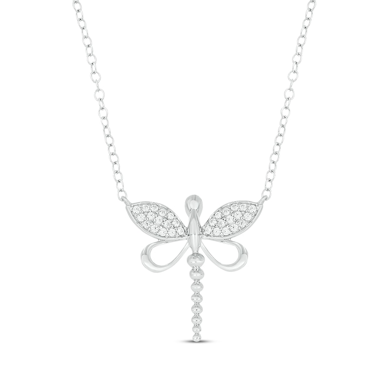 Main Image 1 of Diamond Dragonfly Necklace 1/6 ct tw Sterling Silver 18&quot;