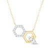 Thumbnail Image 1 of Diamond Honeycomb & Bee Necklace 1/5 ct tw 10K Yellow Gold 18&quot;