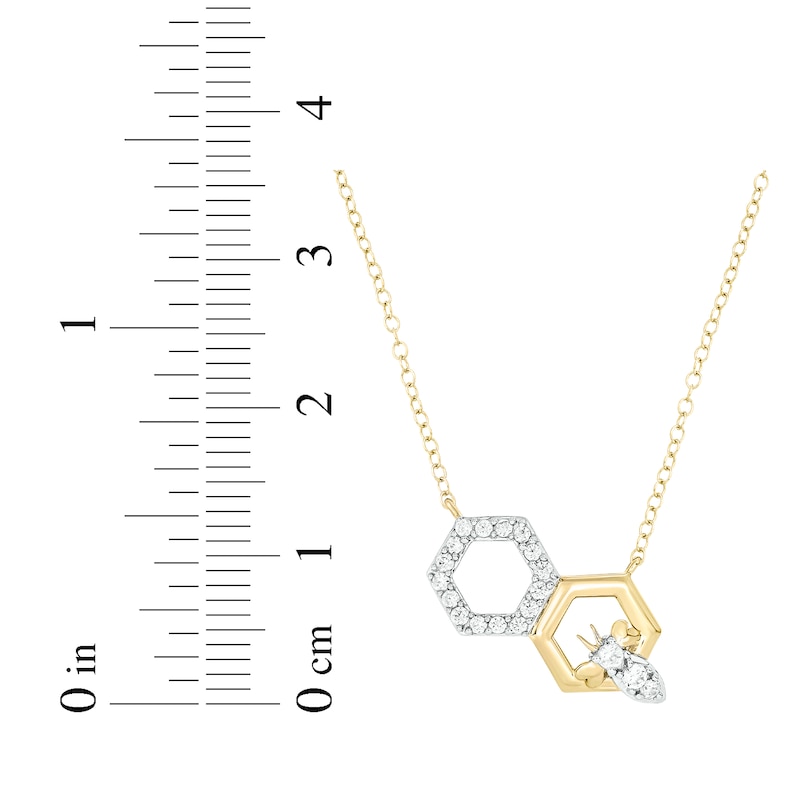 Main Image 3 of Diamond Honeycomb & Bee Necklace 1/5 ct tw 10K Yellow Gold 18&quot;