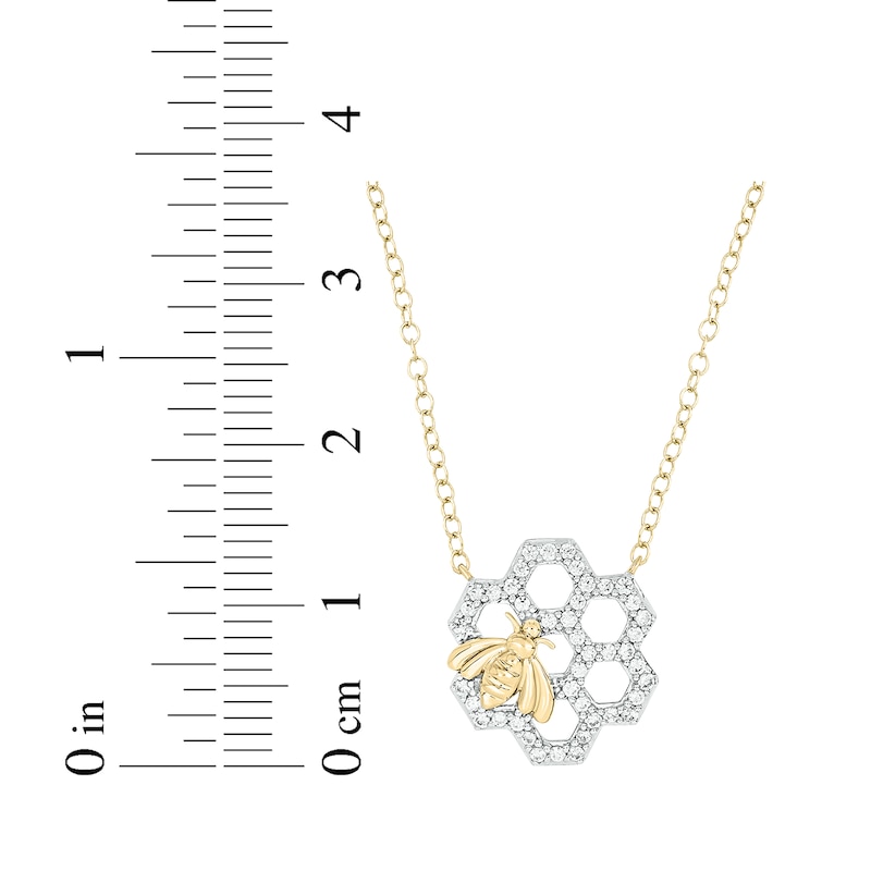 Main Image 3 of Diamond Honeycomb & Bee Necklace 1/4 ct tw 10K Yellow Gold 18&quot;