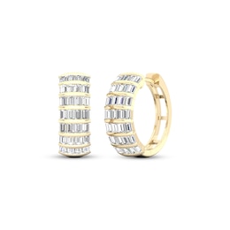 Men's Baguette-Cut Diamond Hoop Earrings 1 ct tw 14K Yellow Gold