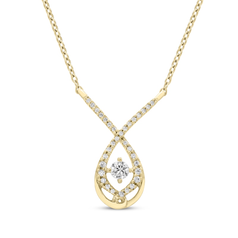 Main Image 1 of Love Entwined Diamond Necklace 1/6 ct tw 10K Yellow Gold 18&quot;