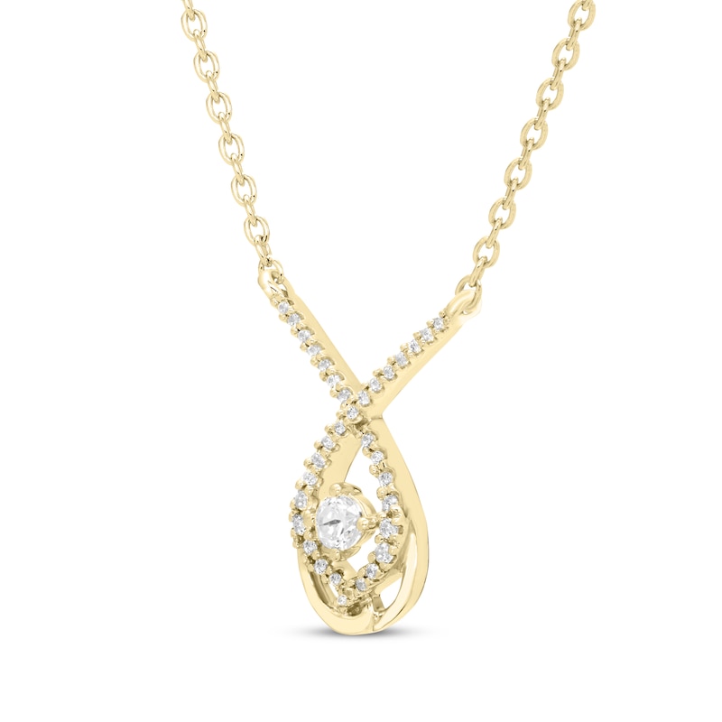 Main Image 2 of Love Entwined Diamond Necklace 1/6 ct tw 10K Yellow Gold 18&quot;