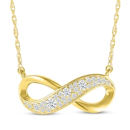 Diamond Cobblestone Infinity Necklace 1/3 ct tw 10K Yellow Gold 18&quot;