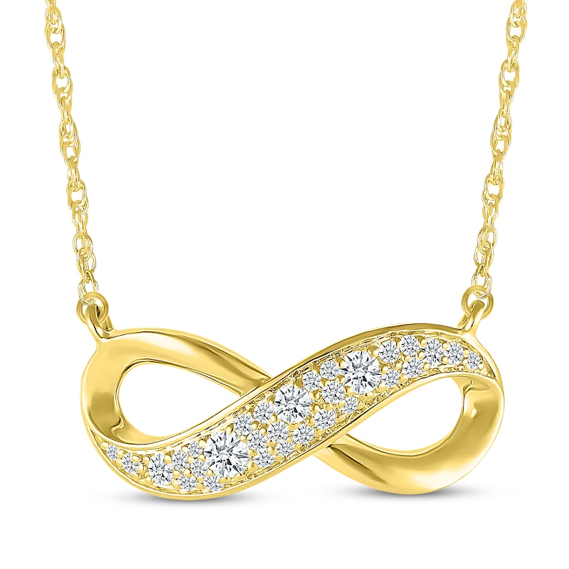 Main Image 1 of Diamond Cobblestone Infinity Necklace 1/3 ct tw 10K Yellow Gold 18&quot;