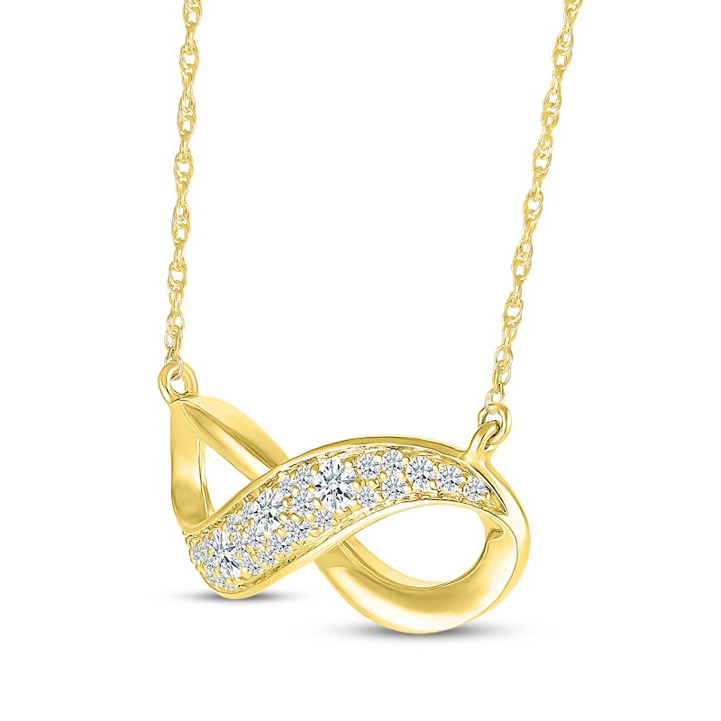 Main Image 2 of Diamond Cobblestone Infinity Necklace 1/3 ct tw 10K Yellow Gold 18&quot;