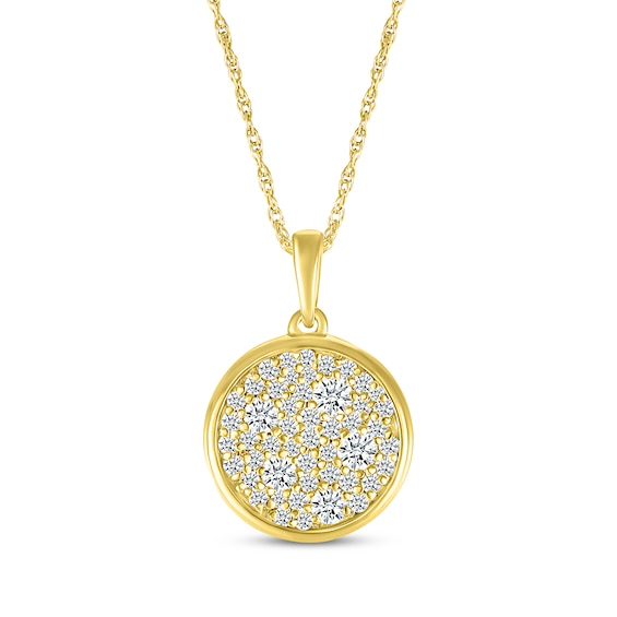 Diamond Cobblestone Circle Necklace 3/8 ct tw 10K Yellow Gold