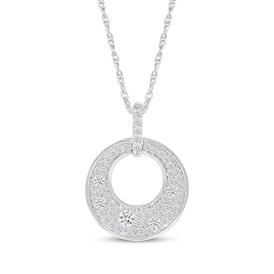 Diamond Cobblestone Circle Necklace 1/2 ct tw 10K White Gold 18"