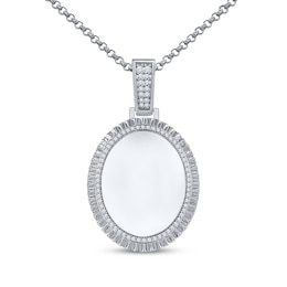 Men's Diamond Oval Necklace 1/3 ct tw Sterling Silver 22&quot;