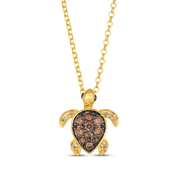 Le Vian Garden Party Diamond Turtle Necklace 5/8 ct tw 14K Honey Gold 19"