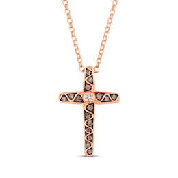 Le Vian Diamond Cross Necklace 1/5 ct tw 14K Strawberry Gold 19&quot;