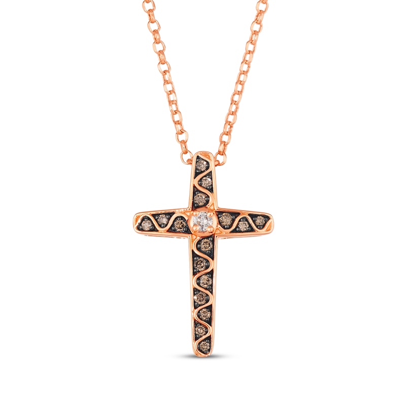 Le Vian Diamond Cross Necklace 1/5 ct tw 14K Strawberry Gold 19"