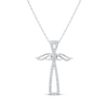 Thumbnail Image 1 of Diamond Winged Cross Necklace 1/4 ct tw 10K White Gold 18&quot;