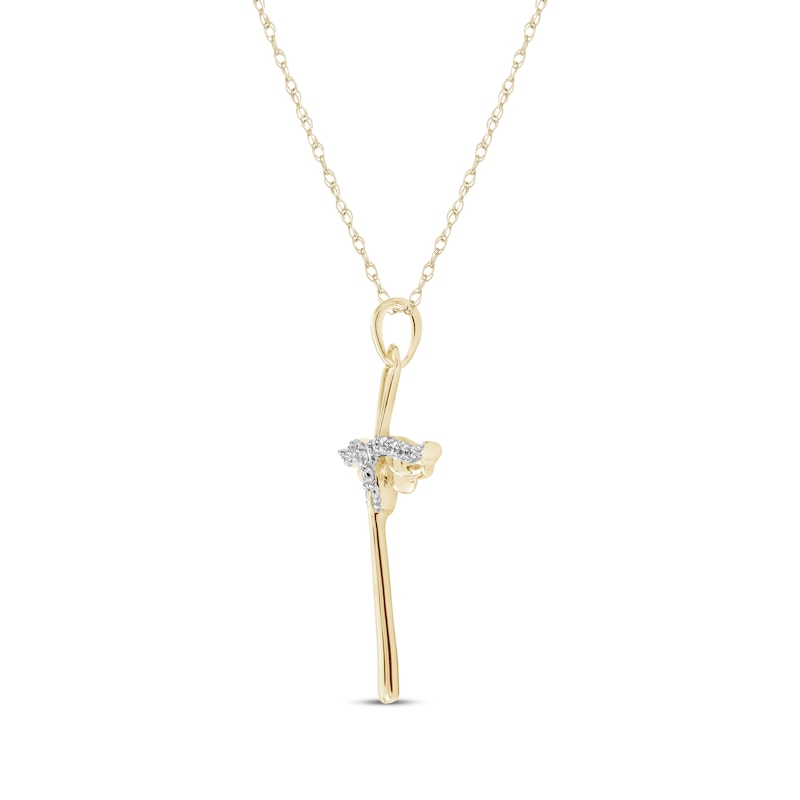 Main Image 2 of Diamond Winged Cross Necklace 1/15 ct tw 10K Yellow Gold 18&quot;