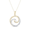 Thumbnail Image 1 of Diamond Accent Swirl Circle Necklace 10K Two-Tone Gold 18&quot;